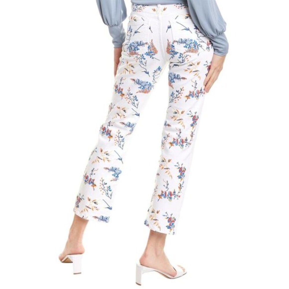 NWT Maje white & floral embroidered mid rise jeans - Picture 3 of 10